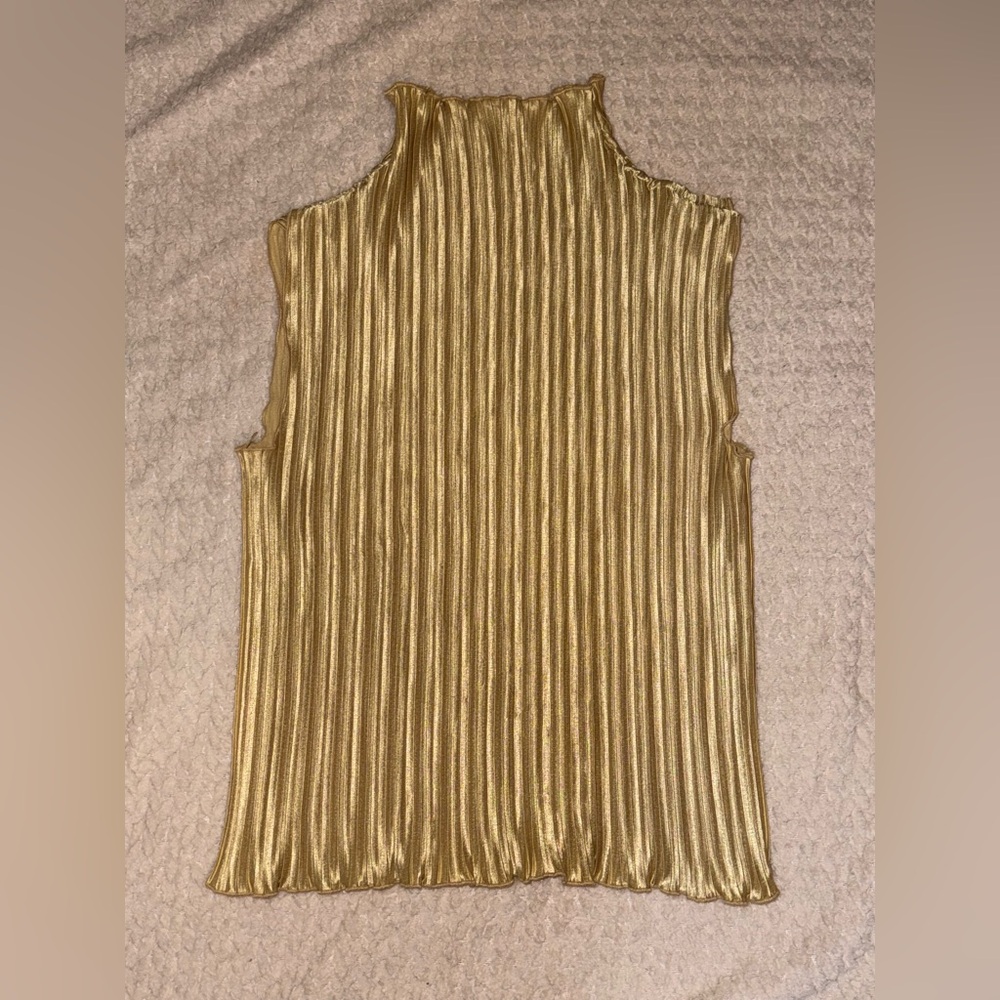 Gold Sleeveless Ribbed Top